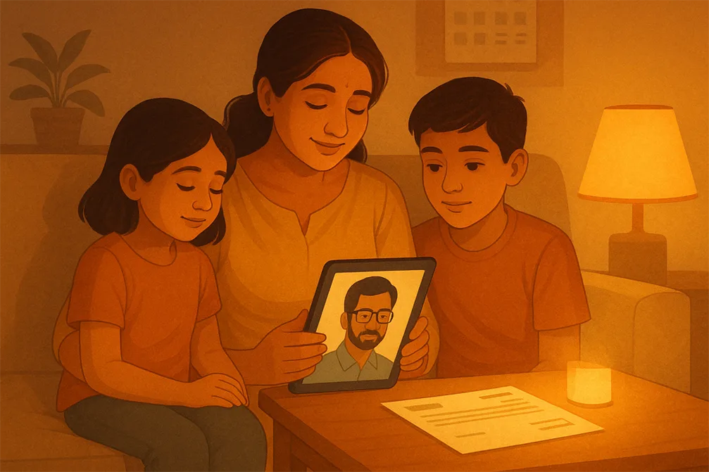 A family looking towards a bright future