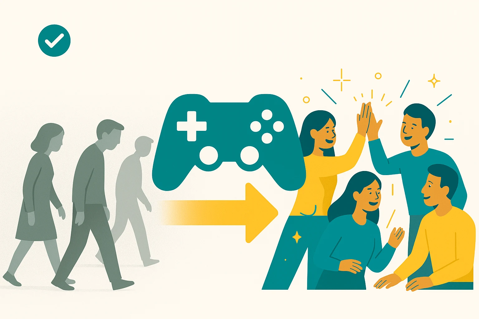 An HR leader analyzing an employee engagement dashboard with gamified elements