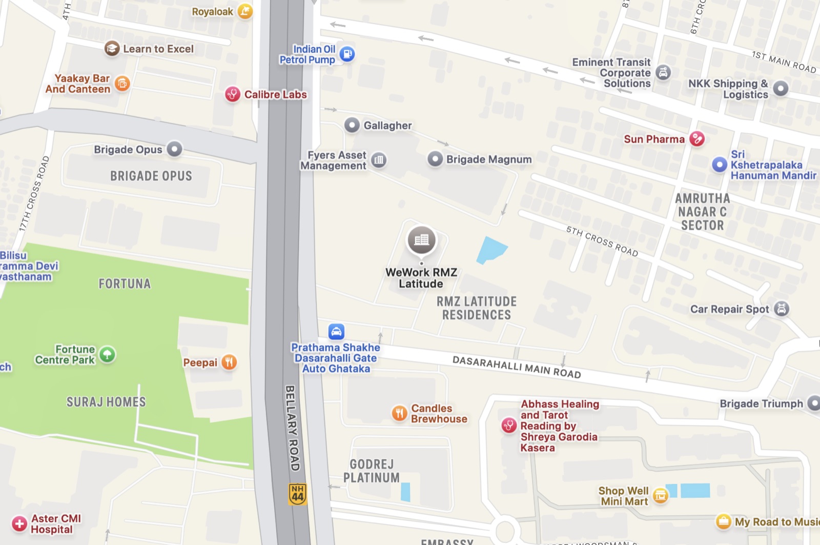 Map to the Ethika Bengaluru office