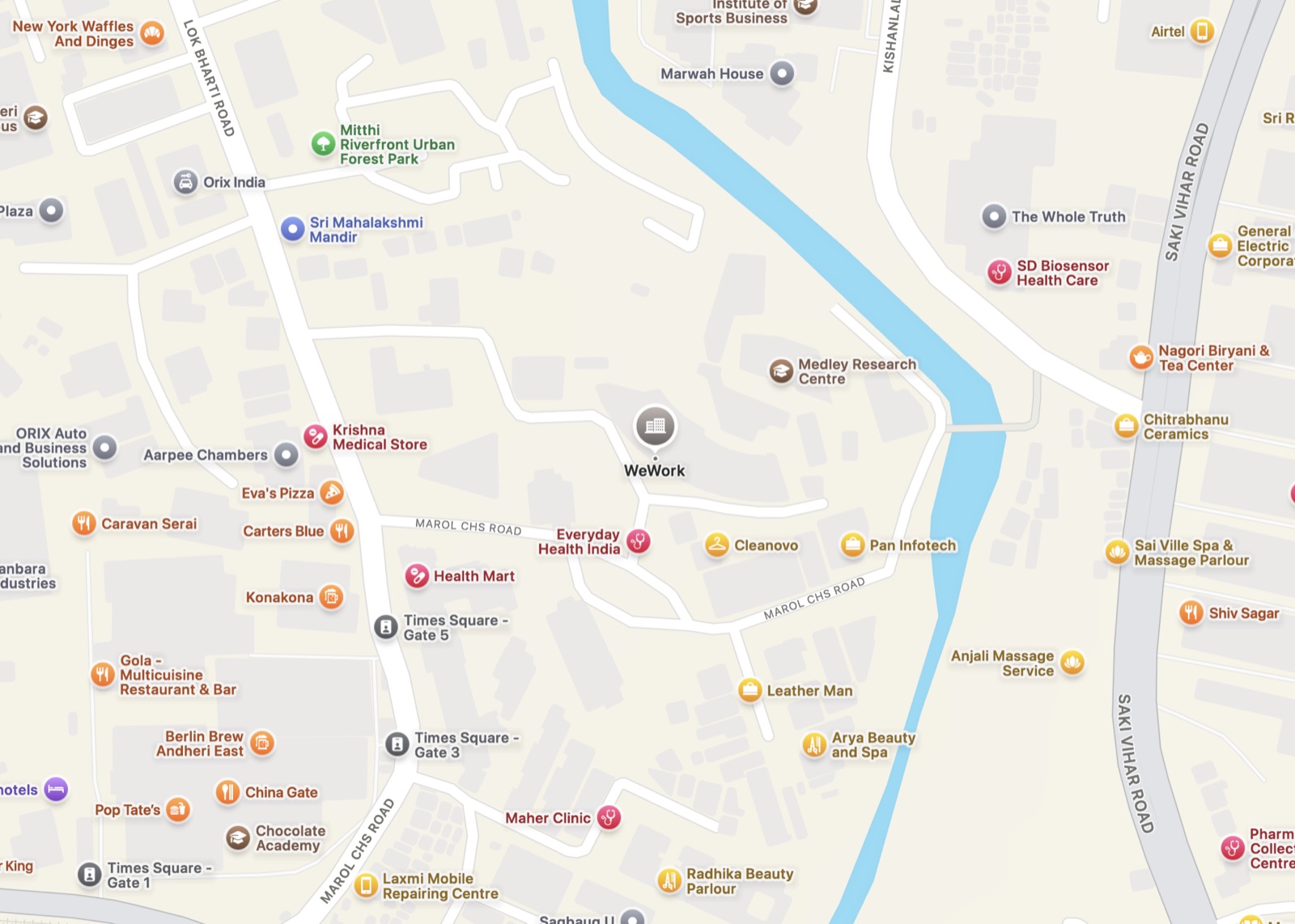 Map to the Ethika Mumbai office