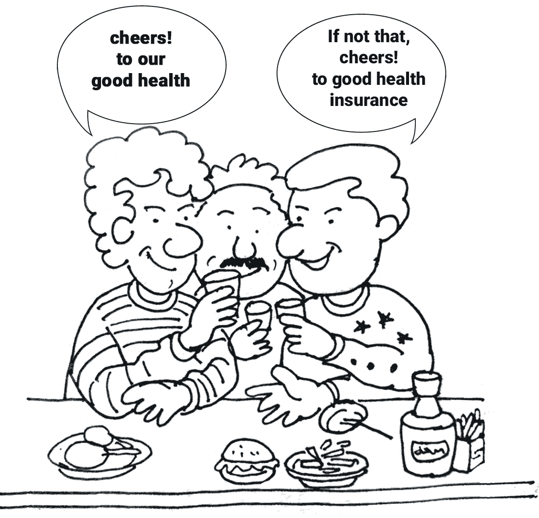Insurance Meme Black & White 3 Vector Men - Group Health Insurance