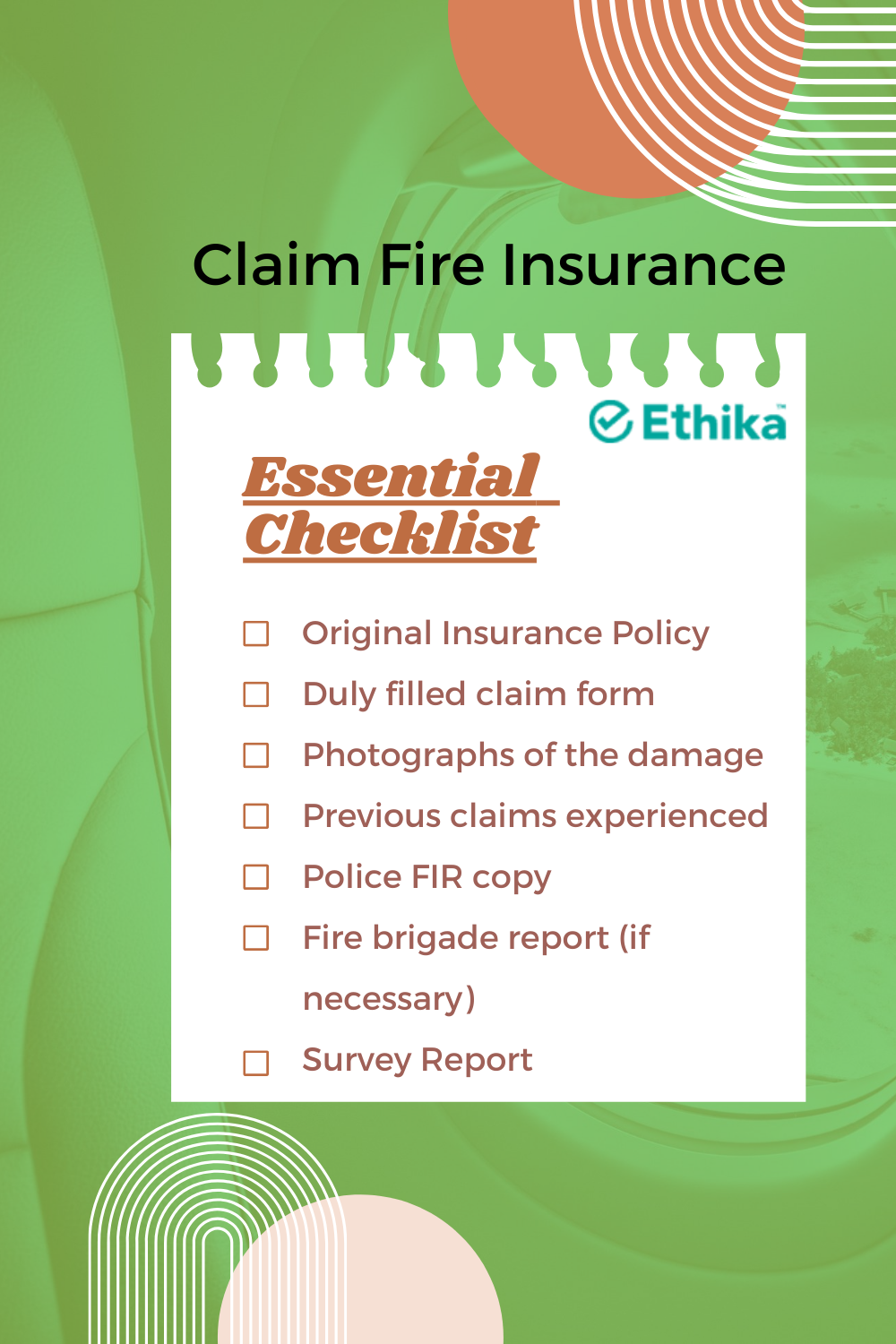 Checklist - Fire Insurance Claim