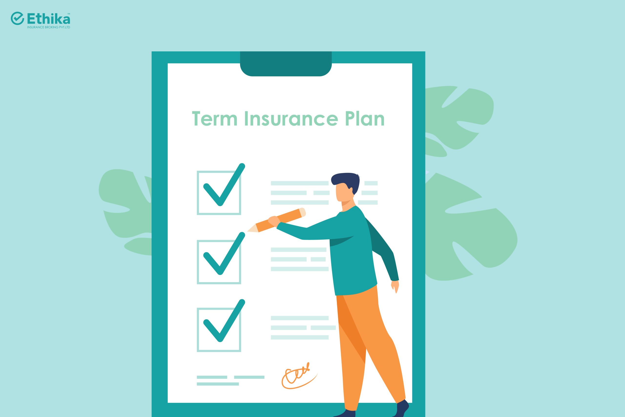 Right Term Insurance Plan - Vector image having check boxes