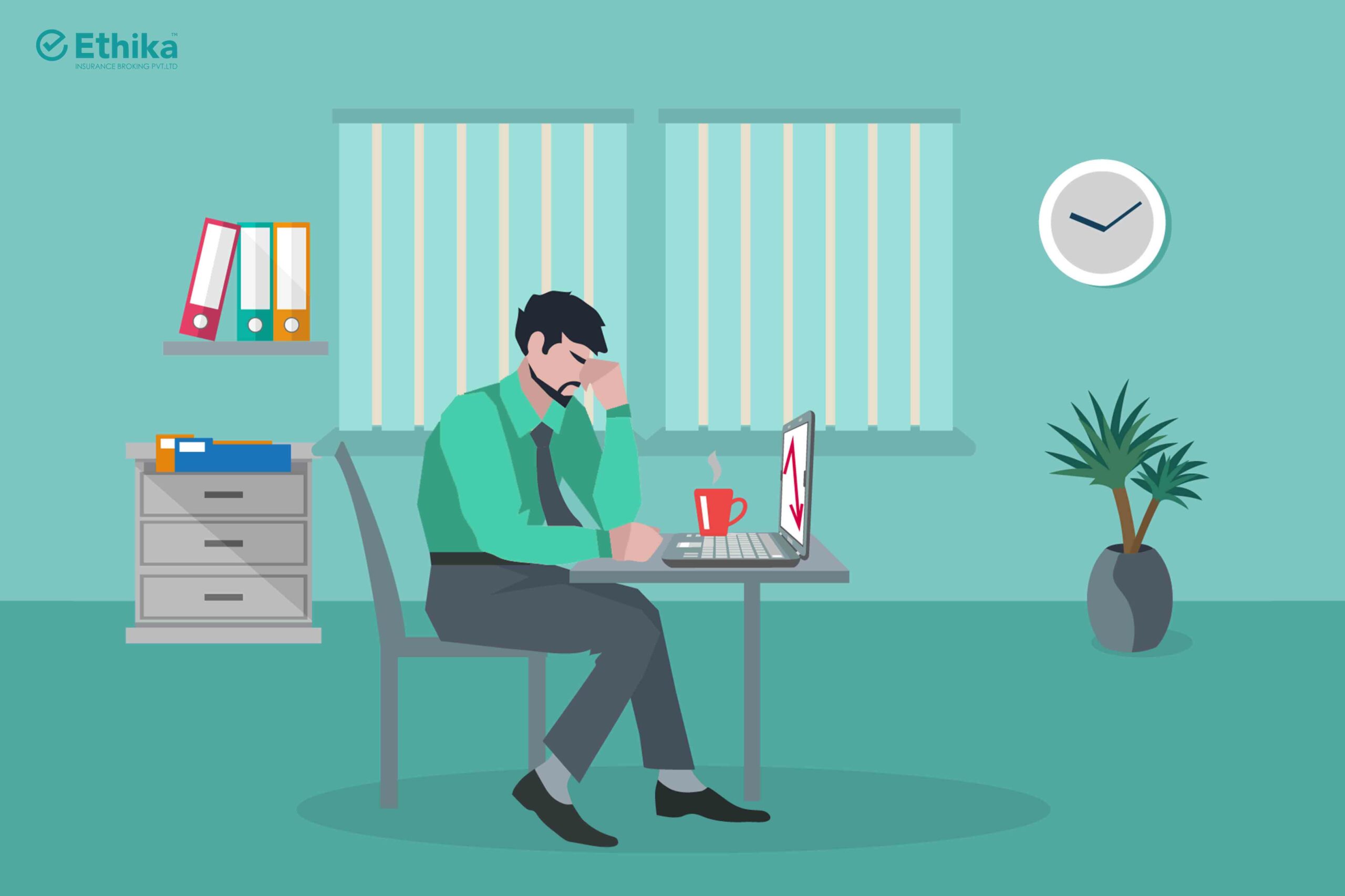 Co-Founders Feeling Lonely | Vector Image of Person sitting lonely in office